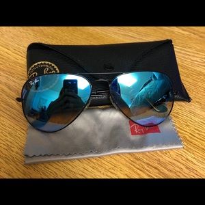 Blue Tinted Black Rim Aviator Rayban